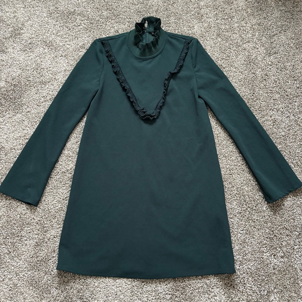 Zara Women's Ruffles Long Sleeve High Neck Formal Dress